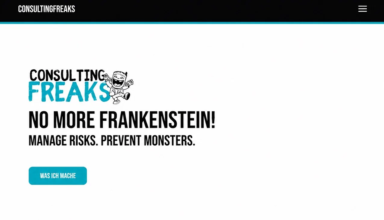Website für Consulting Freaks – Startseite in der Desktop-Ansicht
