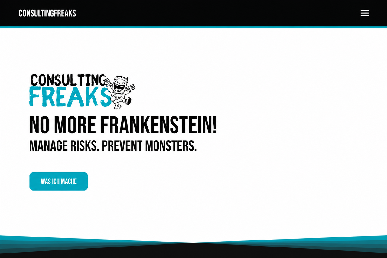 Website für Consulting Freaks – Desktop-Ansicht der Startseite